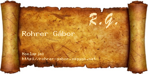 Rohrer Gábor névjegykártya